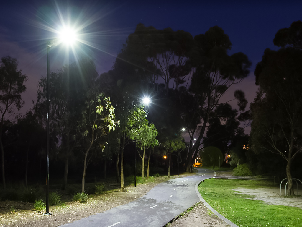 green shared pathway lighting