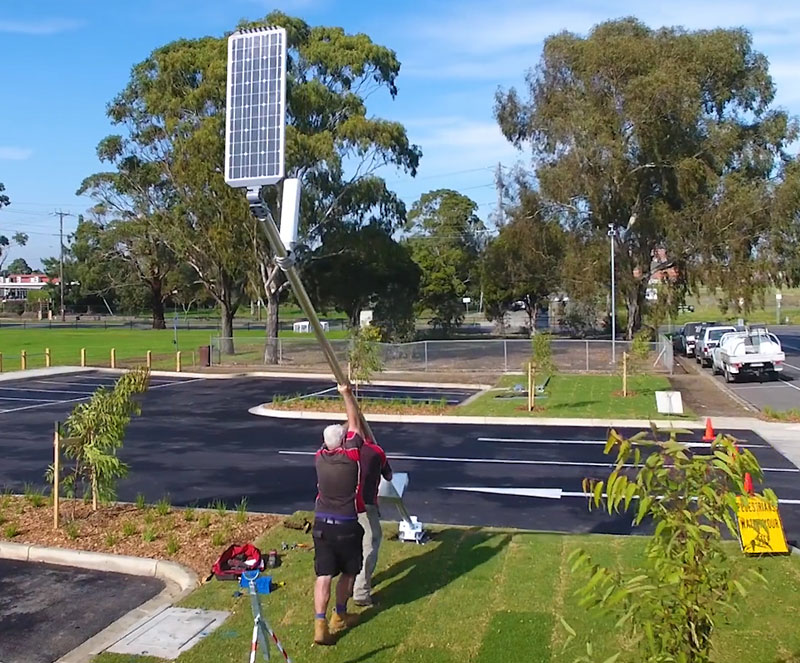 LED parking lot lights installation